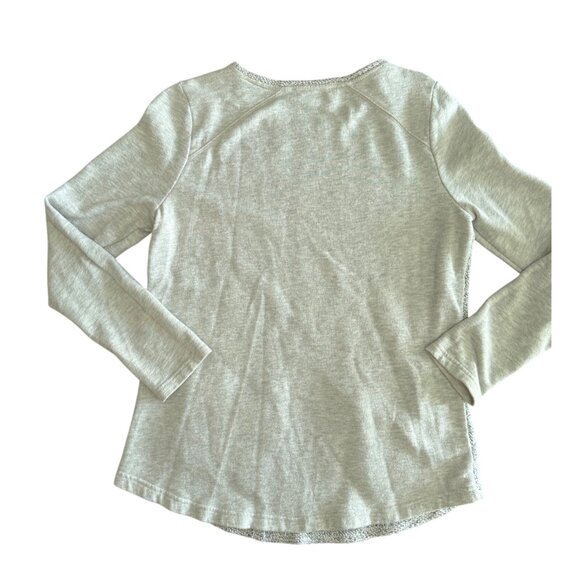 Loft Womens Top M Textured Knit Long Sleeve Pockets Gray - Picture 2 of 6